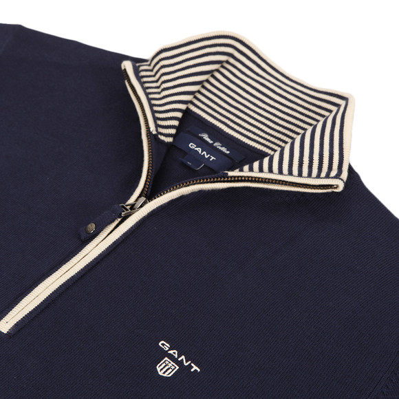 Gant Mens Blue Gant Navy Pima Cotton Tipped Zip Jumper main image