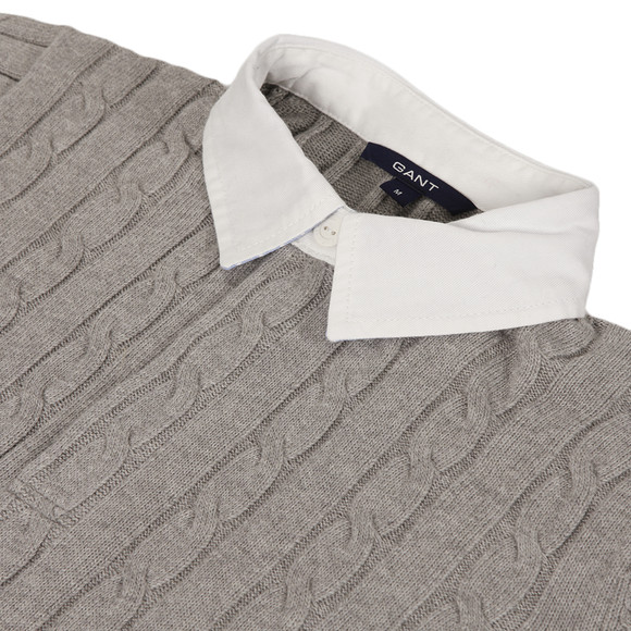 Gant Mens Grey Gant Grey Melange Cotton Cable Rugger main image