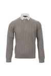 Gant Mens Grey Gant Grey Melange Cotton Cable Rugger