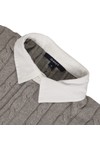 Gant Mens Grey Gant Grey Melange Cotton Cable Rugger