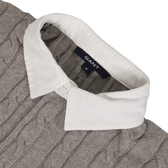 Gant Mens Grey Gant Grey Melange Cotton Cable Rugger main image