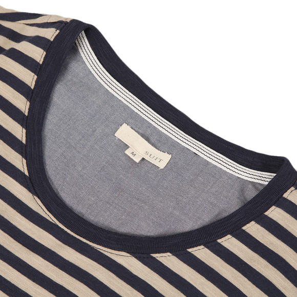 Suit Mens Blue Suit Barry Navy Stripe Crew Tee main image