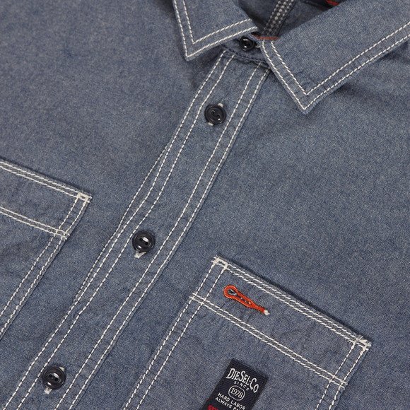 Diesel Mens Blue Diesel Stepy Chambray Denim Shirt #3