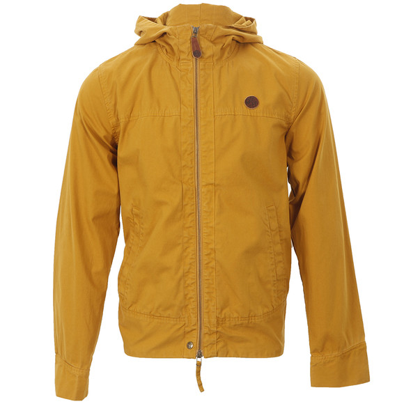 Pretty Green Mens Yellow Pretty Green Mustard Hooded Leather Logo Jacket main image