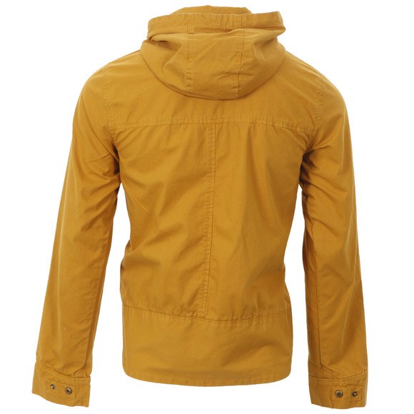 Pretty Green Mens Yellow Pretty Green Mustard Hooded Leather Logo Jacket main image