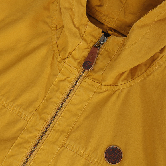Pretty Green Mens Yellow Pretty Green Mustard Hooded Leather Logo Jacket main image