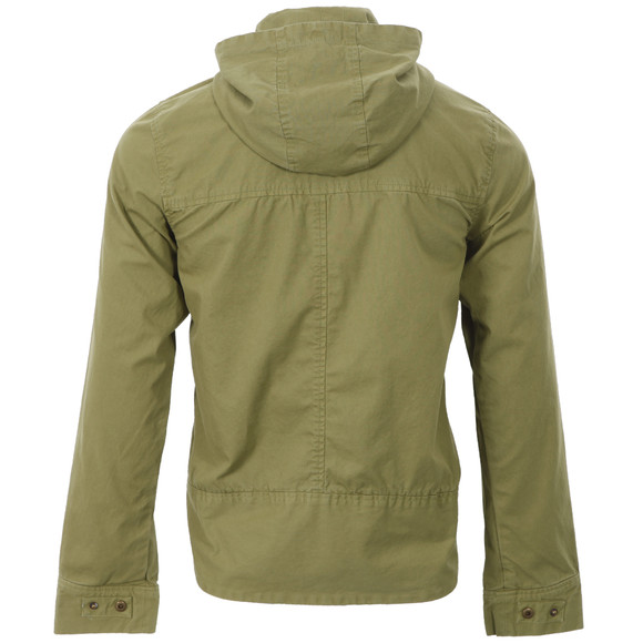 Pretty Green Mens Green Pretty Green Khaki Hooded Leather Logo Jacket main image
