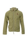 Pretty Green Mens Green Pretty Green Khaki Hooded Leather Logo Jacket