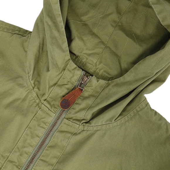 Pretty Green Mens Green Pretty Green Khaki Hooded Leather Logo Jacket main image