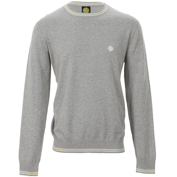 Pretty Green Mens Grey Pretty Green Light Grey Knitted Crew Jumper main image