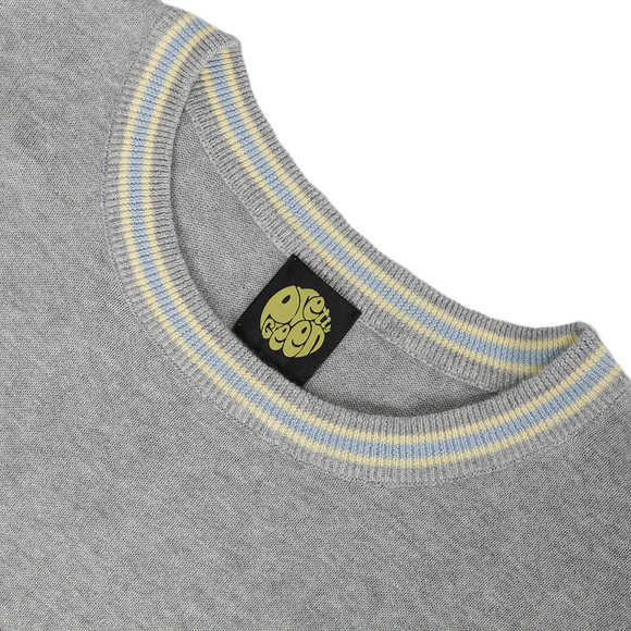 Pretty Green Mens Grey Pretty Green Light Grey Knitted Crew Jumper main image