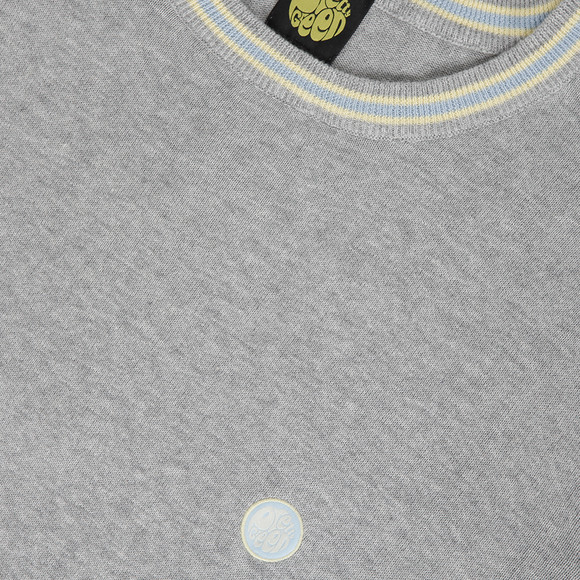 Pretty Green Mens Grey Pretty Green Light Grey Knitted Crew Jumper main image