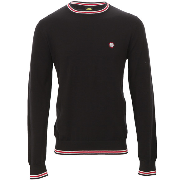 Pretty Green Mens Black Pretty Green Black Knitted Crew Jumper main image