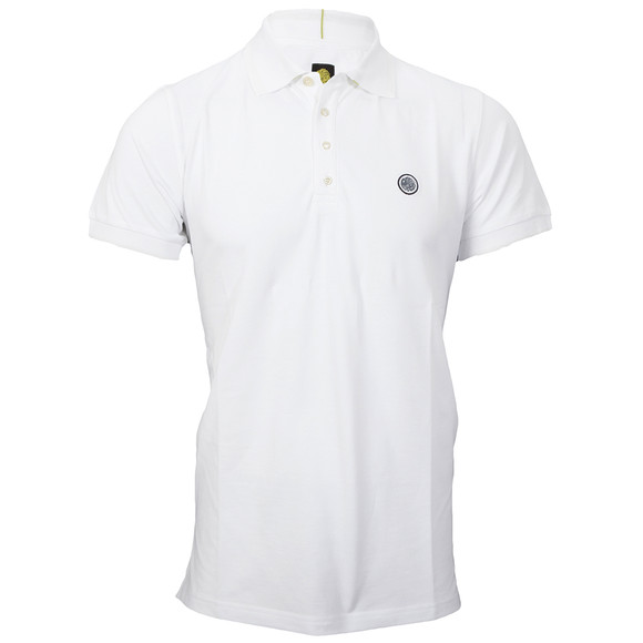 Pretty Green Mens White Pretty Green White/Steel Stripe Collar Polo main image