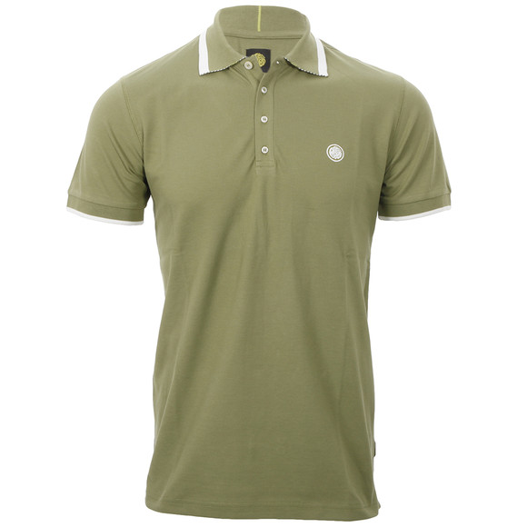Pretty Green Mens Green Stripe Collar Polo main image