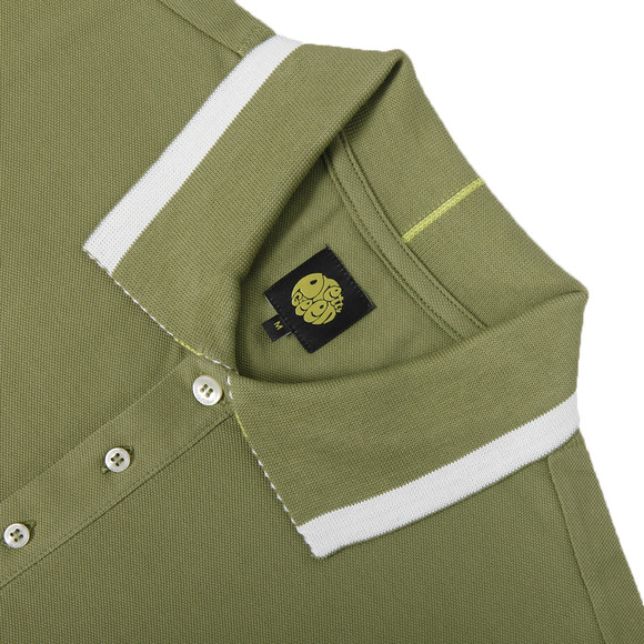 Pretty Green Mens Green Stripe Collar Polo main image