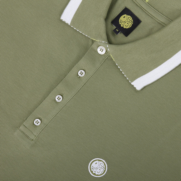 Pretty Green Mens Green Stripe Collar Polo main image