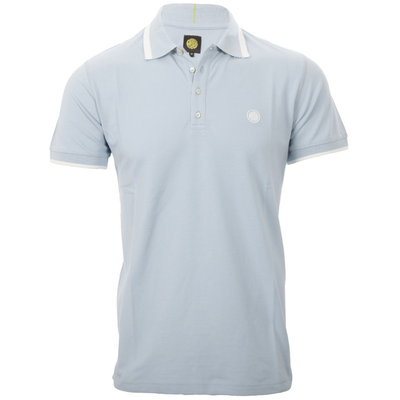 Pretty Green Mens Blue Pretty Green Sky Stripe Collar Polo main image
