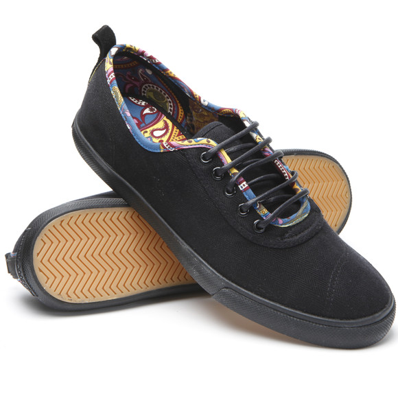 Pretty Green Mens Black Pretty Green Paisley Trim Pump main image