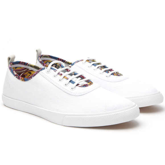 Pretty Green Mens White Pretty Green Paisley Trim Pump main image