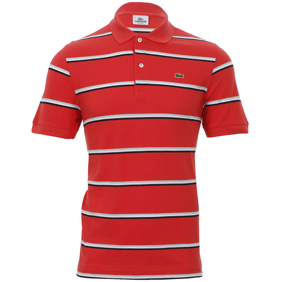 Lacoste Mens Orange Lacoste PH2502 Stripe Polo Shirt  main image