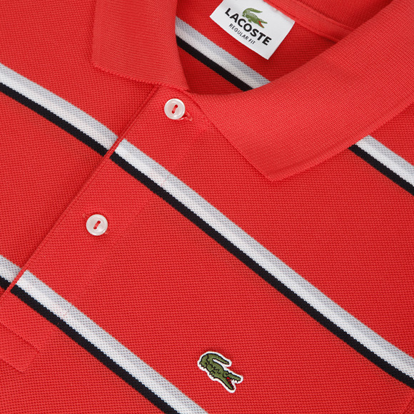Lacoste Mens Orange Lacoste PH2502 Stripe Polo Shirt  main image