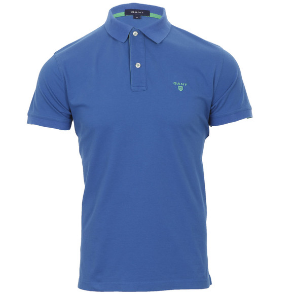 Gant Mens Blue Gant Contrast Collar Pique SS Rugger Polo in Sapphire Blue main image