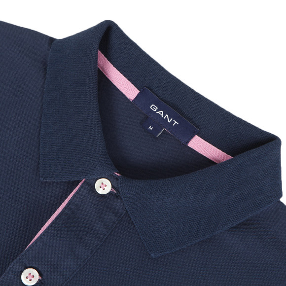Gant Mens Blue Gant Contrast Collar Pique SS Rugger Polo in Midnight Blue main image