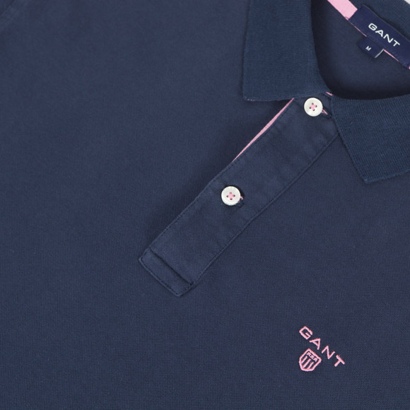 Gant Mens Blue Gant Contrast Collar Pique SS Rugger Polo in Midnight Blue main image