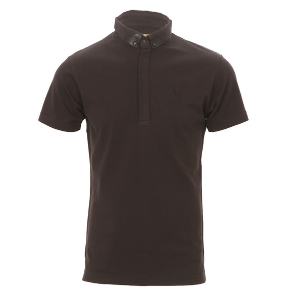 Pearly King Mens Black Pearly King Camino Black Leather Collar Polo main image