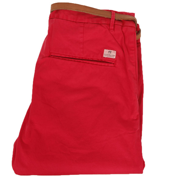 Scotch & Soda Mens Red Scotch & Soda Deep Blush Slim Chino & Leather Belt main image