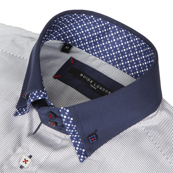 Guide London Mens Blue Guide London Pinstriped Shirt main image