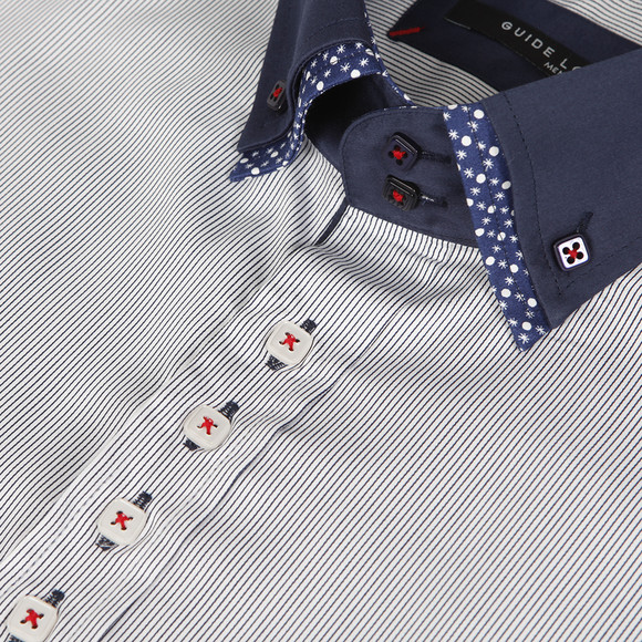 Guide London Mens Blue Guide London Pinstriped Shirt main image