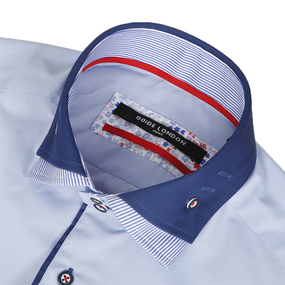 Guide London Mens Blue Guide London Detailed Collar Shirt main image