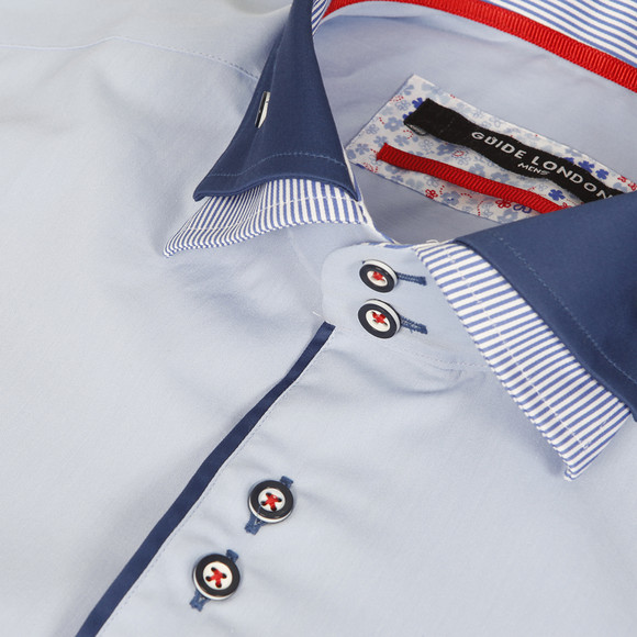 Guide London Mens Blue Guide London Detailed Collar Shirt main image
