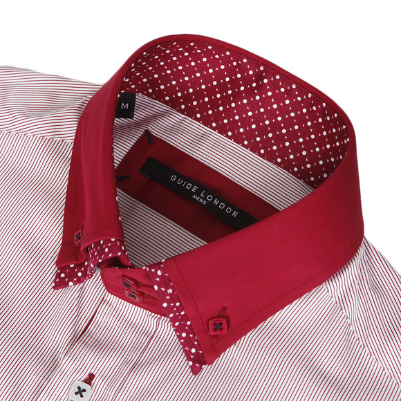 Guide London Mens Red Guide London Pinstriped Shirt main image