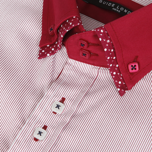 Guide London Mens Red Guide London Pinstriped Shirt main image