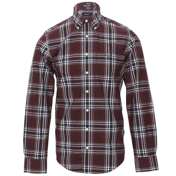 Gant Mens Red Gant NY Madison Poplin Bordeaux  Check Shirt main image