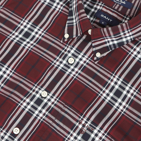 Gant Mens Red Gant NY Madison Poplin Bordeaux  Check Shirt main image