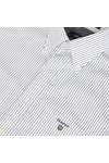 Gant Mens White Gant Long Island Poplin Stripe Shirt