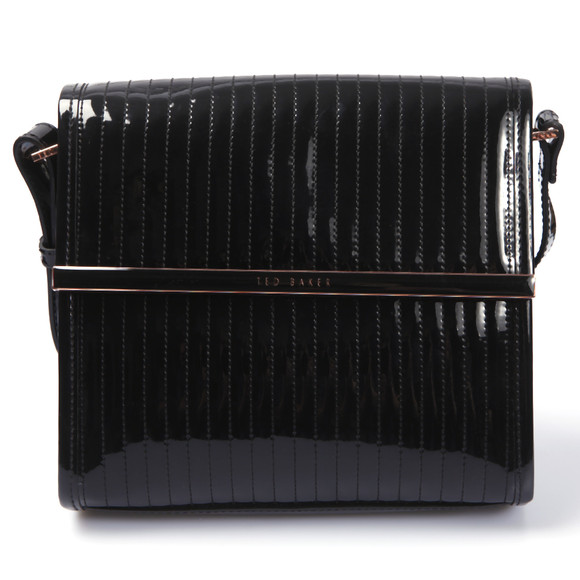 Ted Baker Womens Black Ted Baker Black Haana Quilted Enamel Crossbody Bag #1