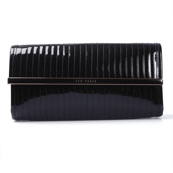 Ted Baker Womens Black Ted Baker Padri  Quilted Enamel Clutch Bag #1