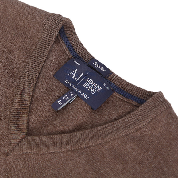 Armani Jeans Mens Brown Armani Jeans U6W84 Brown V Neck Jumper main image