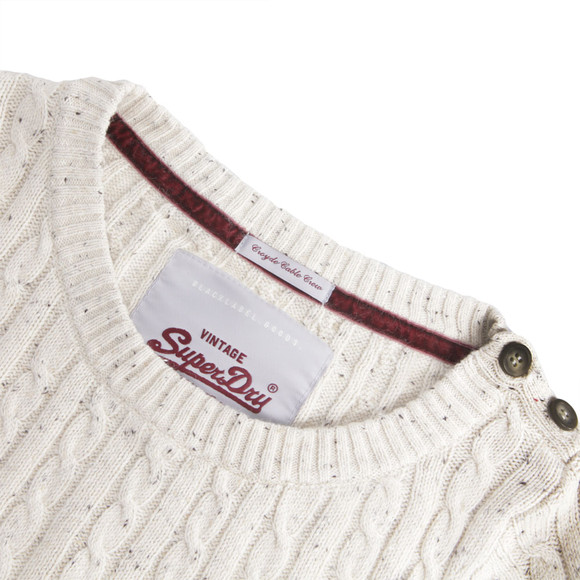 Superdry Womens Off-White Superdry Croyde Cable Crew Jumper #3