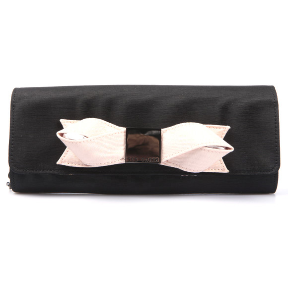 Ted Baker Womens Black Ted Baker Bowla Satin Bow Clutch Bag #1