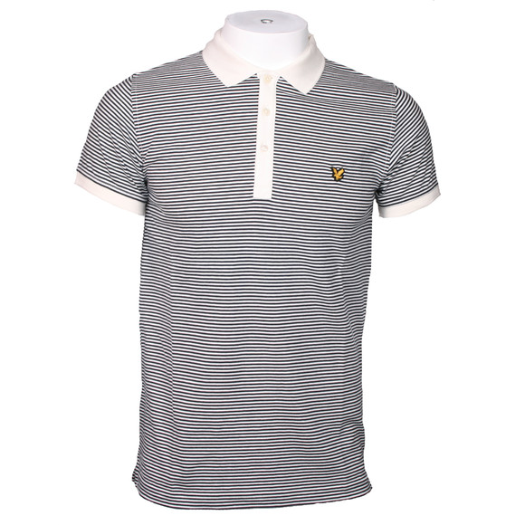 Lyle & Scott Mens White Lyle & Scott Ivory Fine Stripe Polo main image