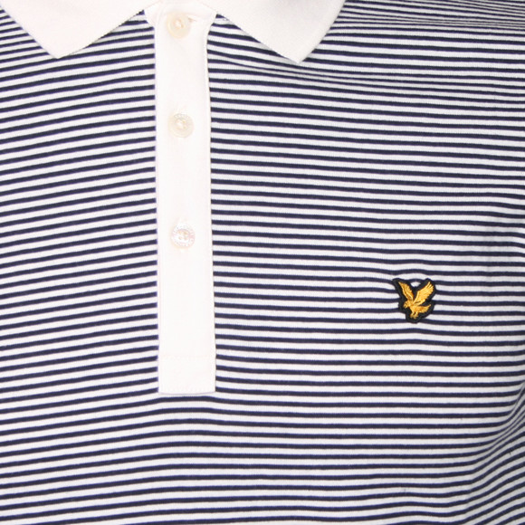 Lyle & Scott Mens White Lyle & Scott Ivory Fine Stripe Polo main image