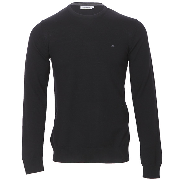 J.Lindeberg Mens Black Lyle Black Merino Knit Jumper #1