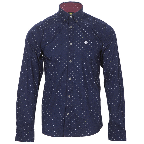 Pretty Green Mens Blue Pretty Green Printed Dot Shirt main image