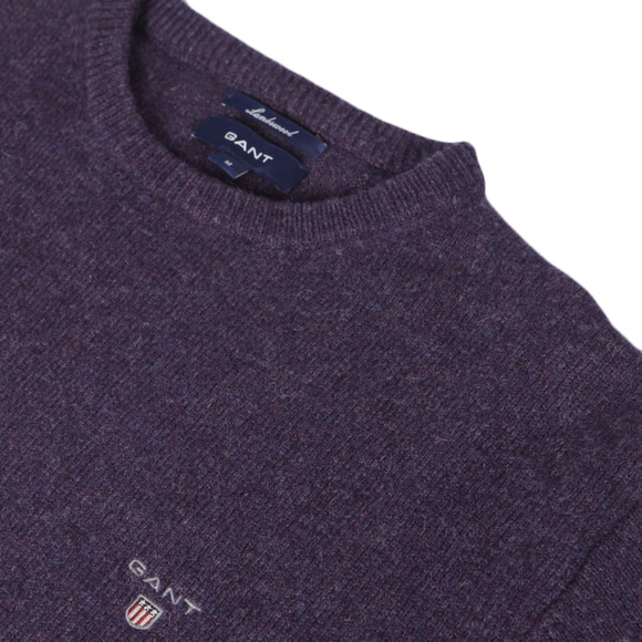 Gant Mens Purple Gant Solid Lambswool Dark Purple Crew Neck Jumper main image